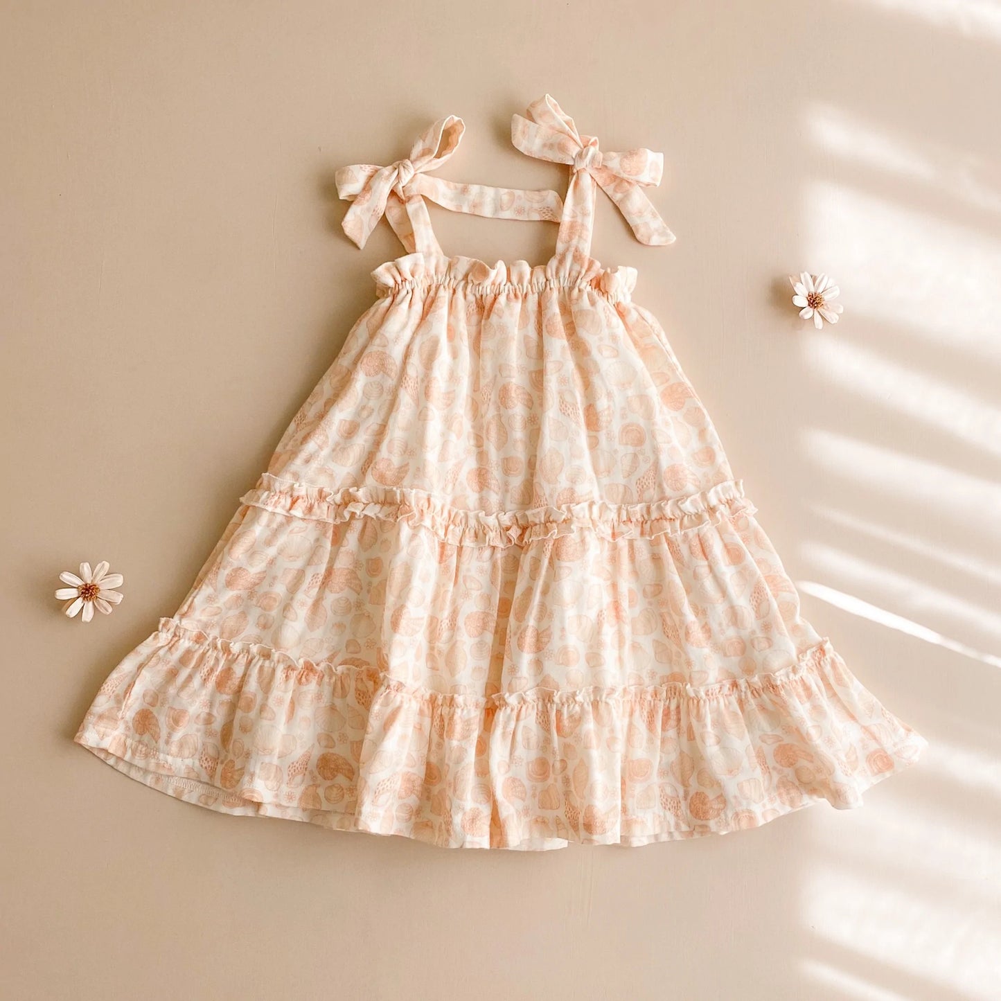 Seashell Dress- Cream and Mandarin Seashell