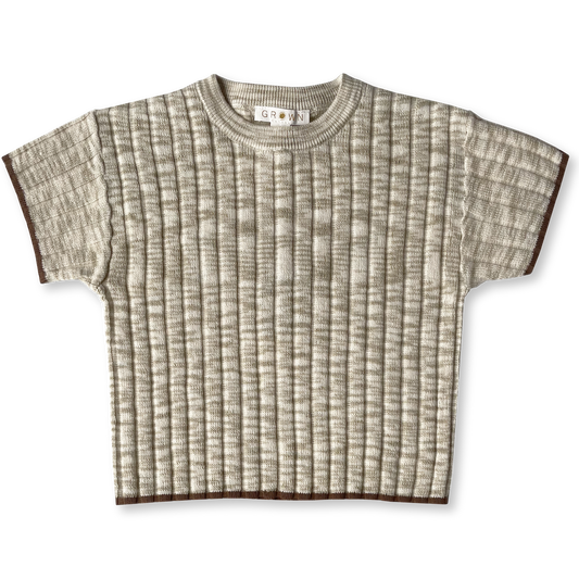 Knitted Rib Tee - Latte