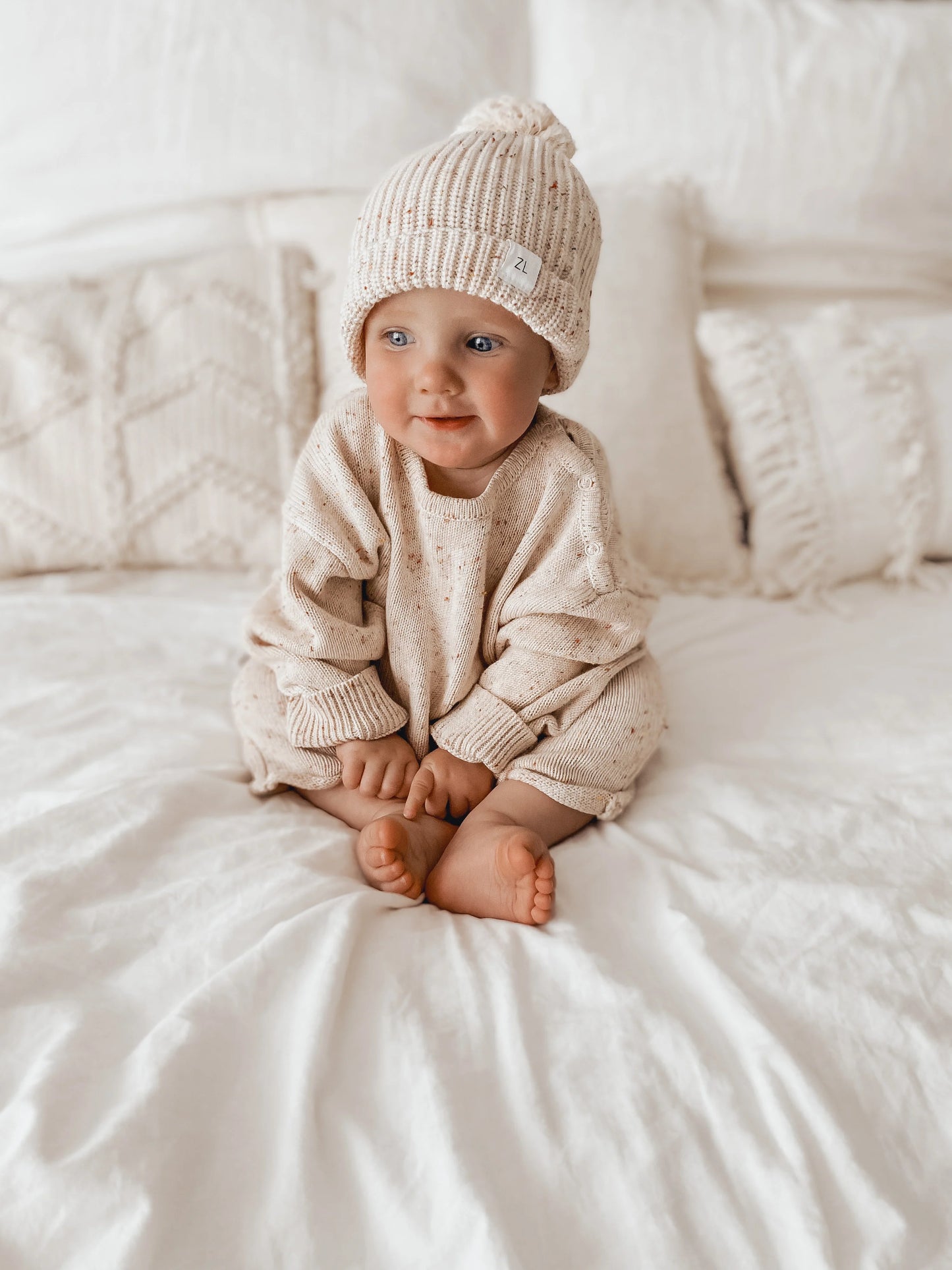 LONG SLEEVE PLAYSUIT | OATMEAL FLECK