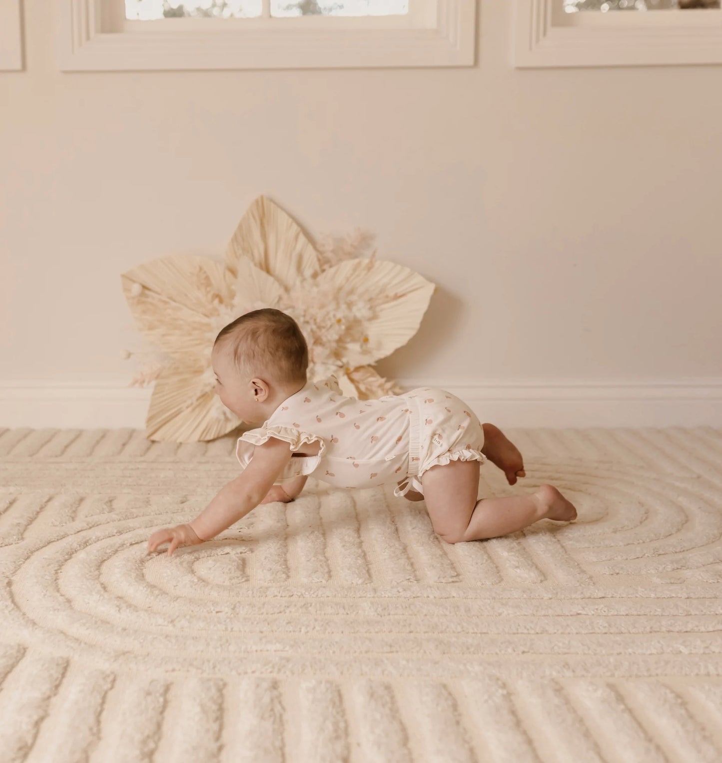 Organic Cotton Ruffle Suit- Peach Print