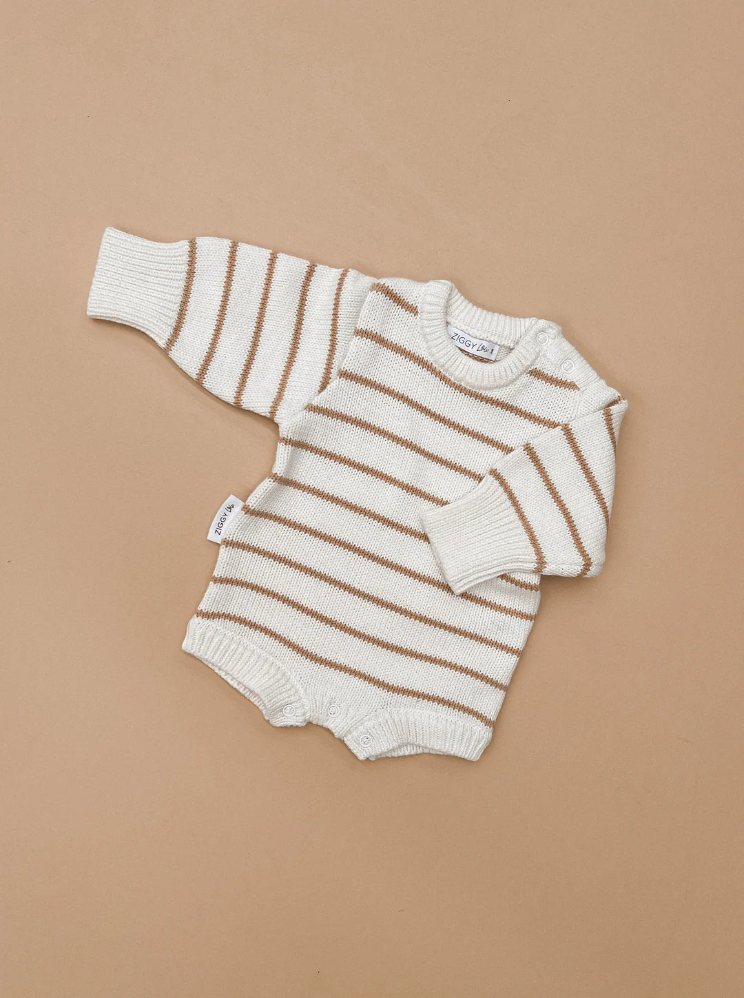 BUBBLE ROMPER | CARAMEL STRIPES