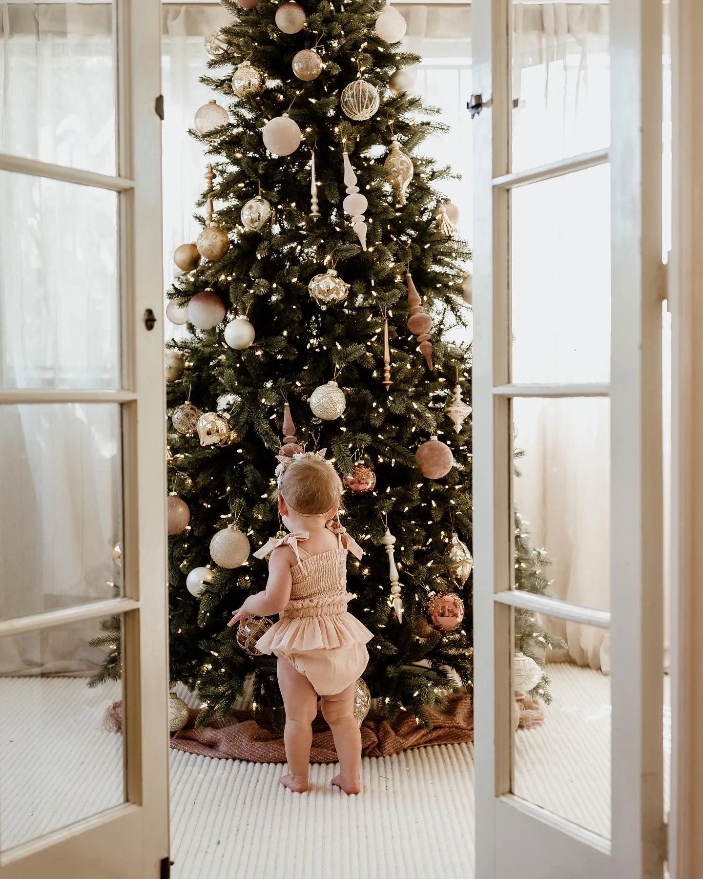 Shirred Tutu Romper- Champagne