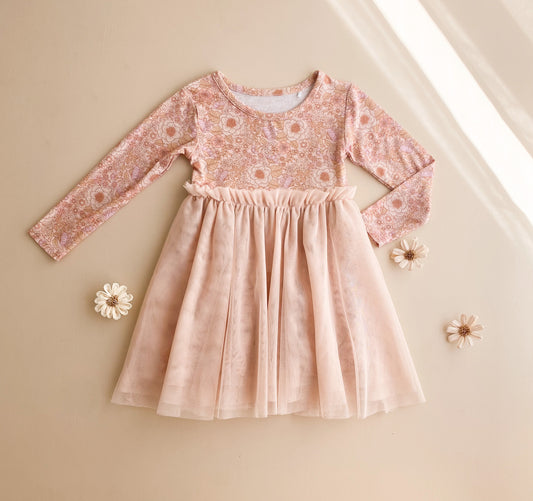 India & Grace - Organic LS Tutu Dress- Bloom Floral