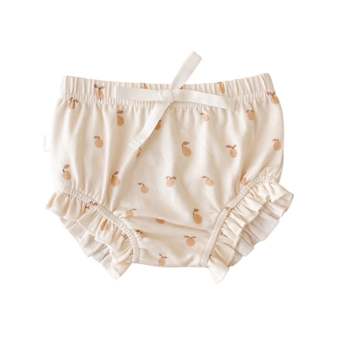 Organic Cotton Ruffle Bloomers- Peach Print